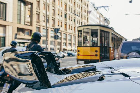 Yellow Tram On The Streets Of Milan Milano Italy