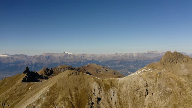 Aerial reveal of mountainous landscape and Rh&radic;&yen;ne Valley in the background
Val d'H&radic;&copy;rens and Vallon de R&radic;&copy;chy - Valais, Switzerland