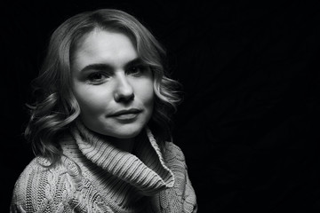 Black and white portrait of a beautiful woman