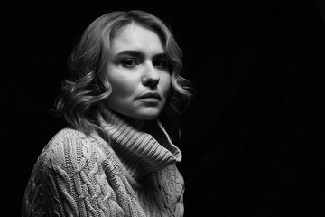 Black and white portrait of a beautiful woman