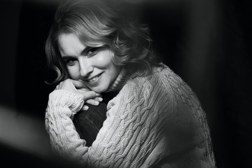 Black and white portrait of a beautiful woman