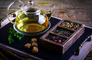 Tea on the old background