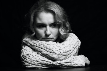 Black and white portrait of a beautiful woman