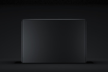 Isolated black cardboard box on white background. 3d rendering.