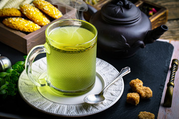 Tea on the old background
