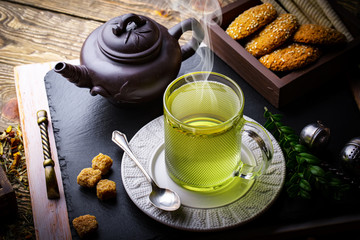 Tea on the old background