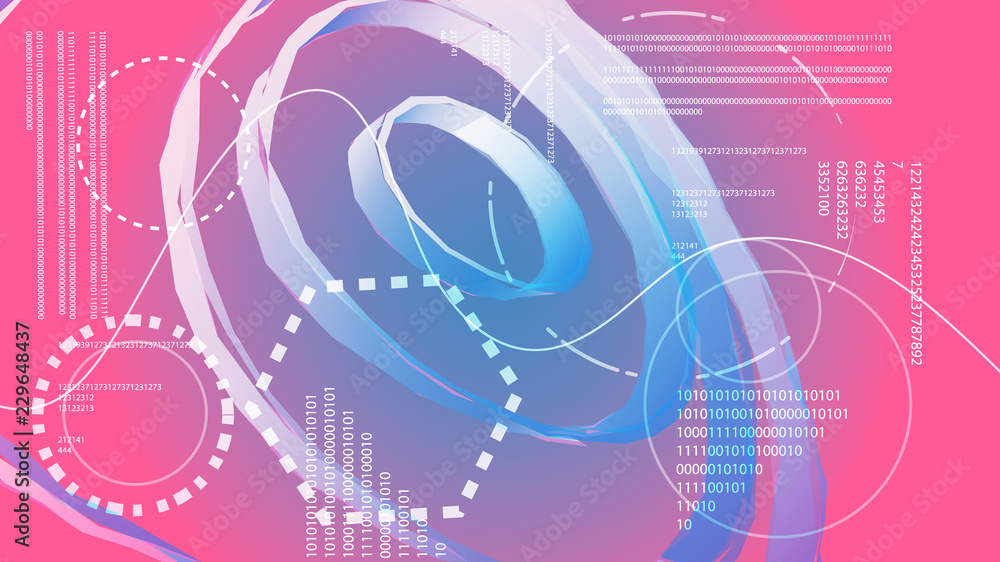 Poster blue abstract modern energy technology digital elements of the hud display from the future circular 