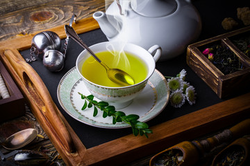 Tea on the old background