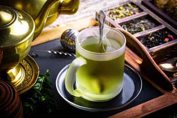 Tea on the old background