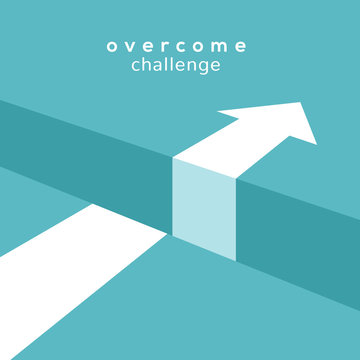 Vector challenge concept. Obstacle arrow chasm for business cucess concept