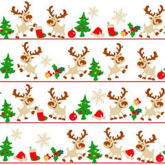 Deer, Christmas seamless pattern with deer or reindeer, vector illustration