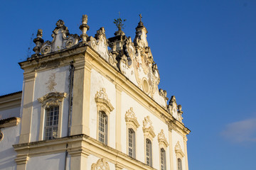 Fototapeta na wymiar Facade of an ancient church in perspective