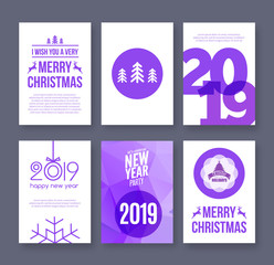 Christmas vector holiday greeting card background 2019. Merry xmas greeting card flyer for new year celebration