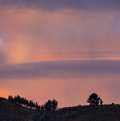 Beautiful rainbow sky at sunset, nature background.