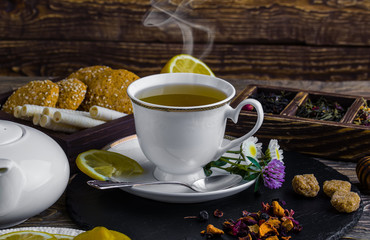 Tea on the old background