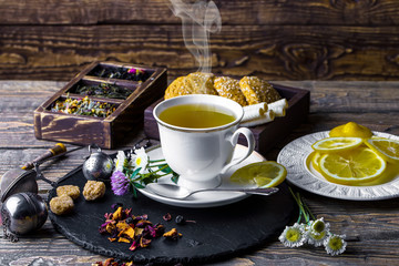 Tea on the old background