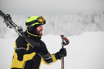 Portrait of a happy male skier