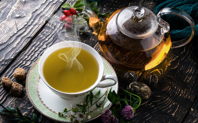 Tea on the old background