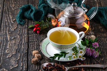 Tea on the old background