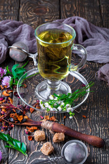 Tea on the old background