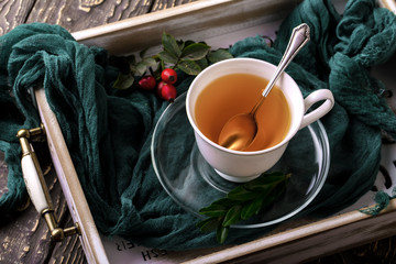 Tea on the old background