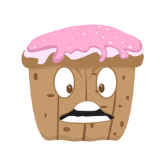 Isolated angry cupcake cartoon character. Vector illustration design