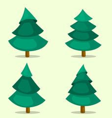 vector cartoon simple hand drawn pine tree isolated illustration template collection set