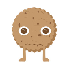 Isolated sad cookie cartoon character. Vector illustration design