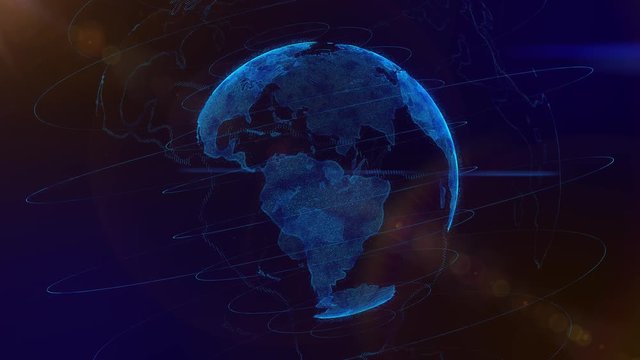 Virtual globe futuristic Earth hologram spinning digital