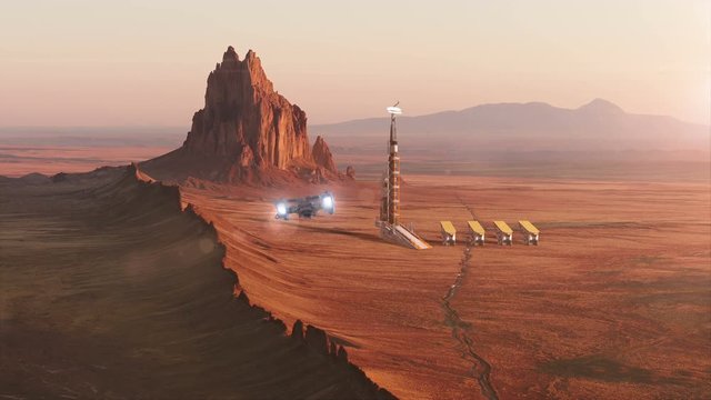 Dropship Space Craft and Sci-Fi Outpost on Mars The Red Planet 1