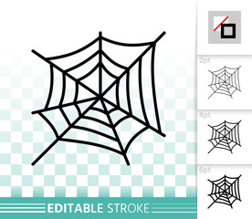 Editable stroke Spider web thin line icon