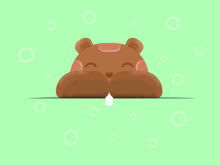 Beaver. Funny beaver on a blue background. Flat vector illustration.