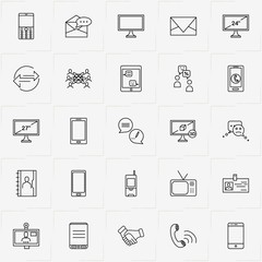 Communications line icon set with electronic mail , conversation  and phone book