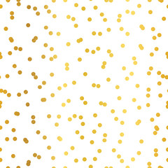 Golden confetti dots seamless pattern. Great for baby and nursery fabric, wallpaper, giftwrap, wedding invitations as well as Birthday projects.