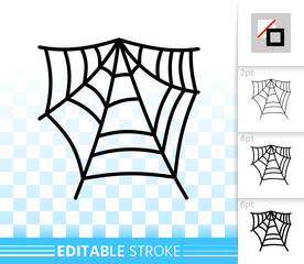 Editable stroke Spider web thin line icon