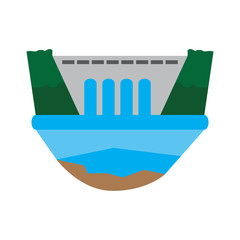 Isolated dam power plant. Energy conceptual image. Vector illustration design