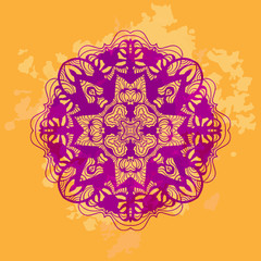 Vector mandala art. Stylized lotus yoga design element.