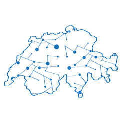 Isolated map of Switzerland. Vector illustration design