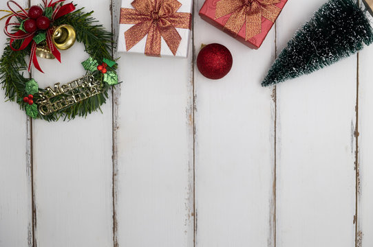 Gift box on wooden background for chrishmas, new year holliday