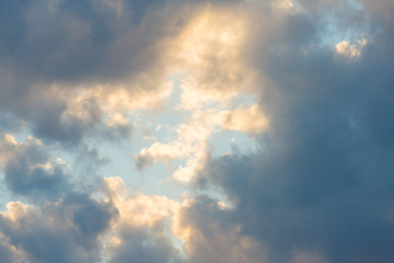 Yellow gold sky evening In tropical countries summer