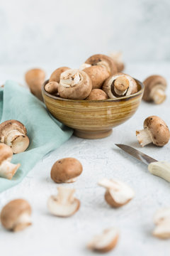 Bowl Of Cremini Mushrooms