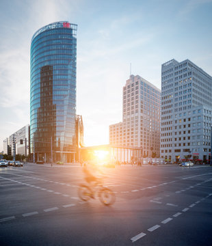 Germany, Berlin, crossroad at Potsdamer Platz at twilight