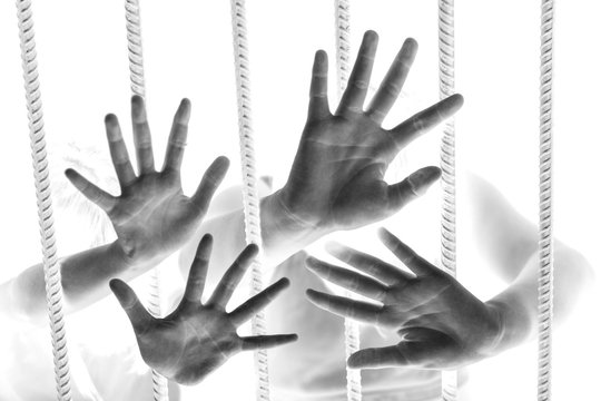 Stop trafficking and violence girl and child in iron prison,