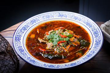 Poached sliced beef in hot chili oil