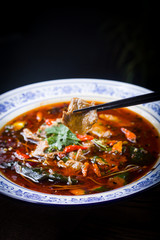 Poached sliced beef in hot chili oil