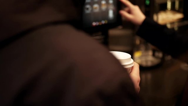 Coffee from coffee machine during journey break.