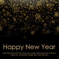 Fototapeta premium Happy New Year and Christmas background with falling gold snow. 2019. Vector