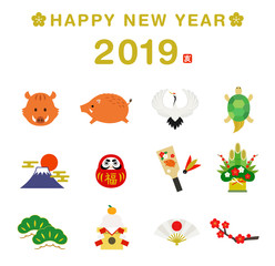 2019年 亥 お正月イラストセット
