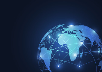 Global network connection. World map point and line composition concept of global business. Vector Illustration