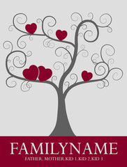 Familien-Stammbaum für Familie mit Kindern mit Herzen